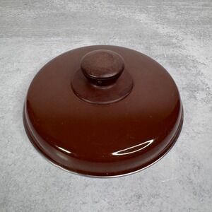 Vintage Enamel Pot Lid Brown Knob Kitchen Cookware Replacement